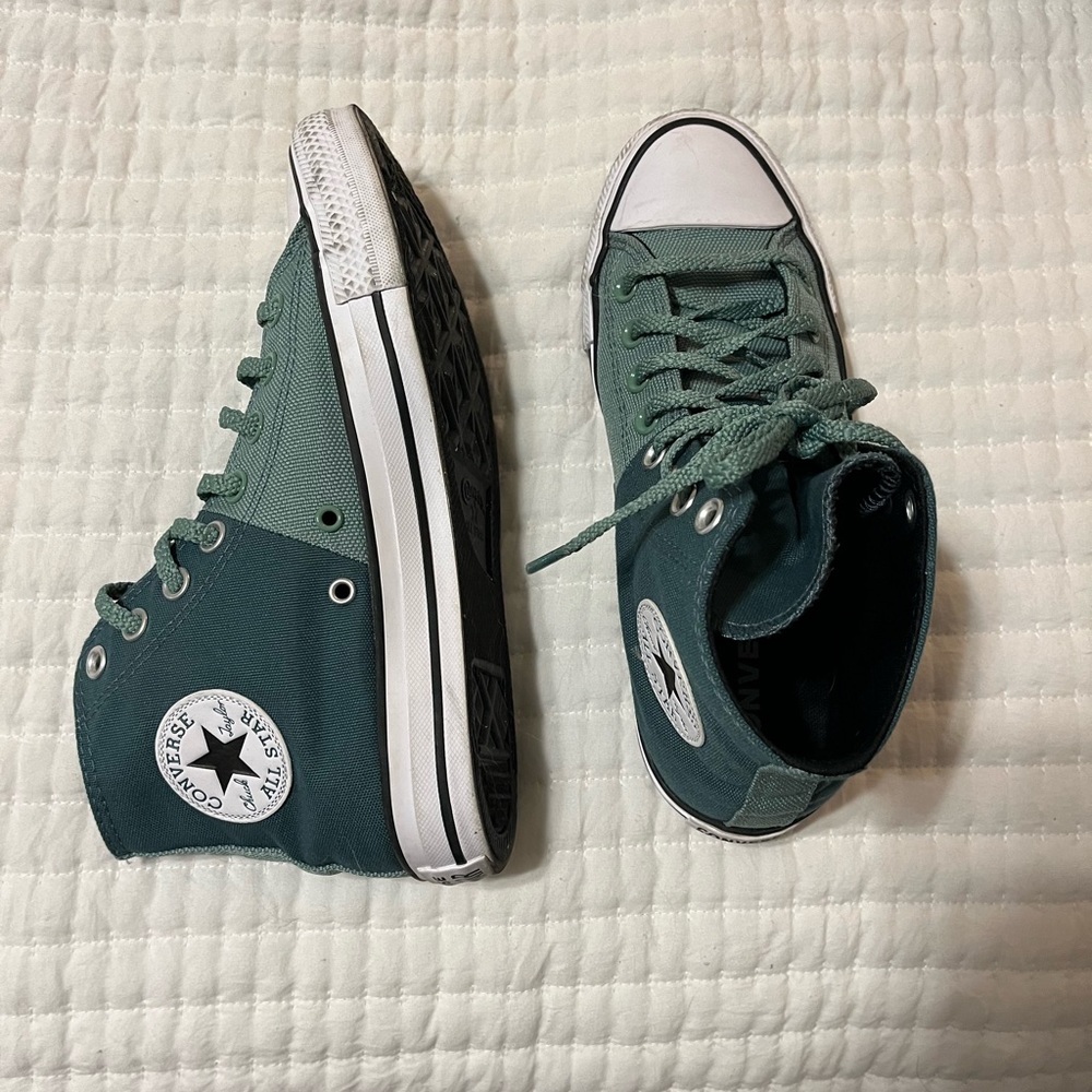 Two-Tone Green High Top Converse - Women’s 8.5